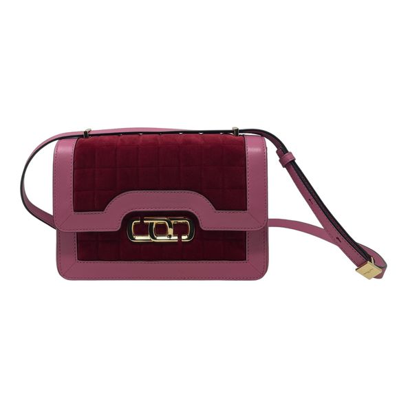 *RARE* MARC JACOBS The J Link Quilted Velvet & Leather Shoulder Bag - Pink & Red - Picture 2 of 14